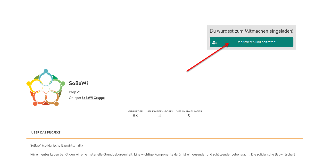 WECHANGE Registrierungsseite