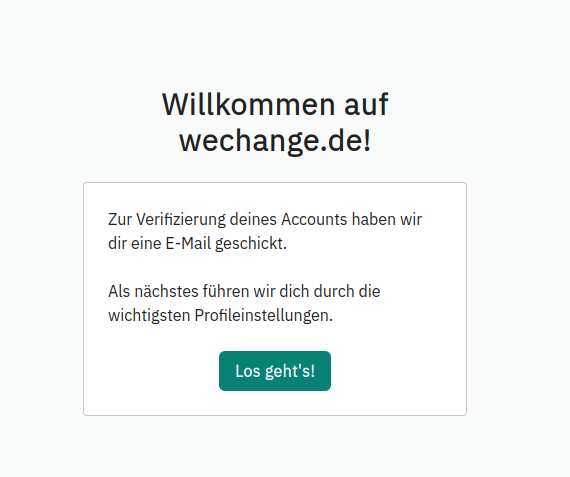 WECHANGE Willkommensdialog